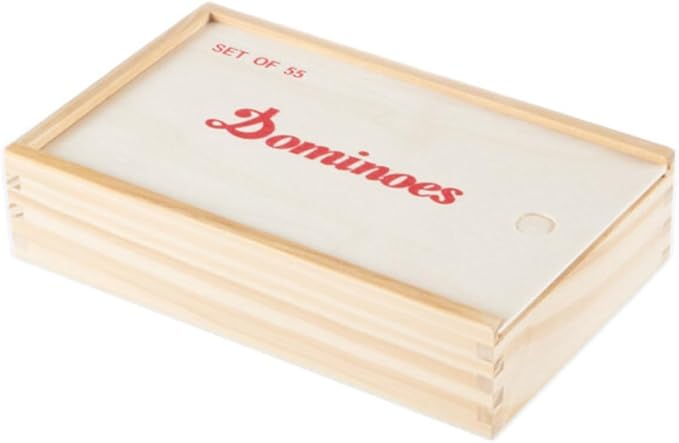 Premium Set of 55 Double Nine Dominoes with Wood Case, Brown