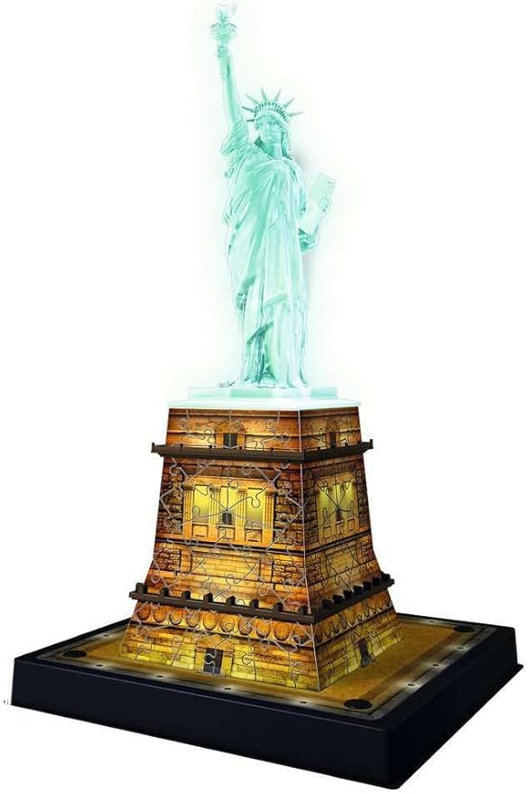 Ravensburger Statue of Liberty Night Edition - 108 Piece 3D Jigsaw Puzzle for Kids and Adults | Precision Fit with Easy Click Technology | Durable Display Piece | Over a Century of Quality