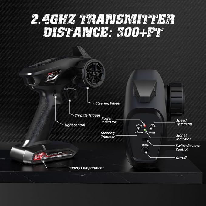 1:16 Scale Fast RC Cars, Max 35km/h Offroad RC Truck, High Speed Remote Control Car 4WD Jump RC Monster Truck with 2 * 1300MAH Batteries, All Terrain RC Truggy for Boys and Adults