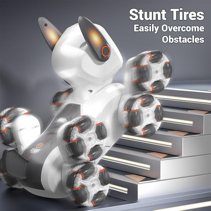 4WD Stunt Remote Control Robot, Multi Function RC Car Toys for Kids, Eight Wheeled Robot Dog with Music & Light, Children Birthday Gift for 8+ Years Old Kids