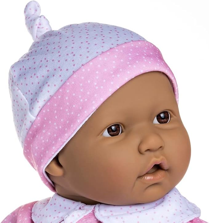 JC Toys La Baby Hispanic 20-inch Small Soft Body Baby Doll La Baby | Washable |Removable Pink and White w/Hat, Pacifier & Magic Bottle | for Children 12 Months +