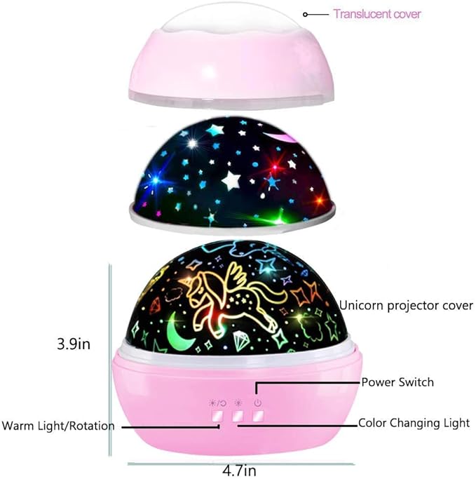 HONGID Unicorn Toys for 3-8 Year Old Girls,Star Projection Cute Kids Toys for 2-9 Year Old Girls 2 in 1 Popular Christmas Xmas Birthday Gifts for Girls Age 2-10 Year Old Toddler Girl,Girls Toys