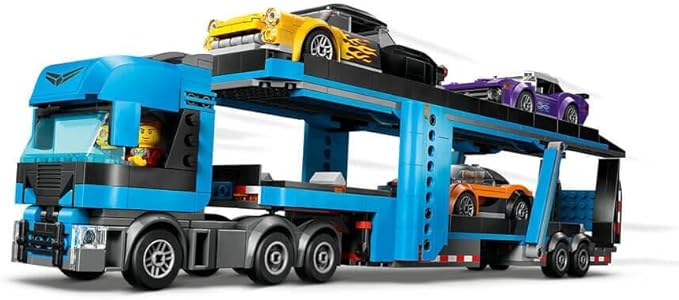 LEGO City Sports Car Transport Truck - Set of 4 Vehicles for Children from 7 Years - Party or Birthday Gift for Boys and Girls - 4 Minifigures for Role Play 60408