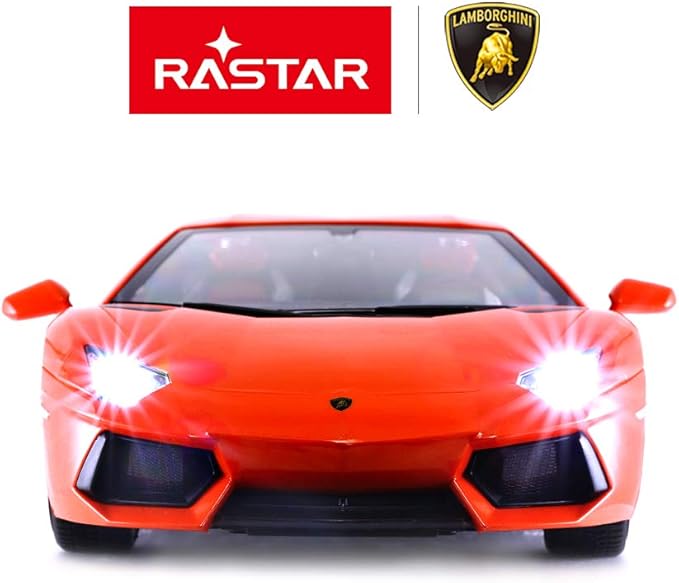 RASTAR RC Lamborghini Toy Car, 1:14 Lamborghini Aventador LP700-4 Remote Control Car, Working Lights - Orange