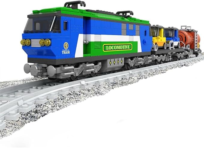 City Train Building Block Toys for Boys Girls Aged 8-12 City Cargo Train Building Bricks Set Model with Train Tracks,Freight Trains Model STEM Toys,573PCS