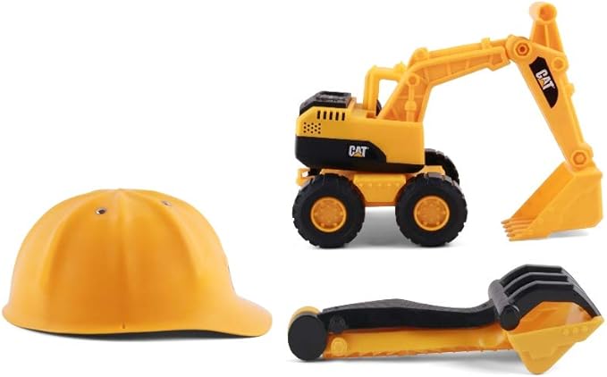 CAT Construction Toys, Excavator Sand Set Outdoor Toys - 10” CAT Toy Dumps Truck & Loader, Hard Hat, Shovel, Rake - Pretend Play, Ages 2+