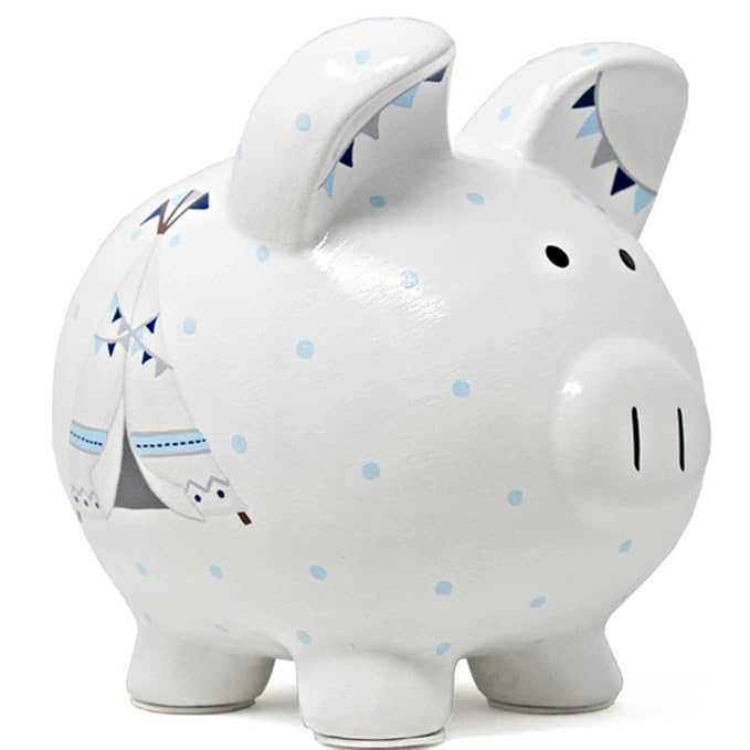 Child to Cherish Ceramic Piggy Bank for Boys, Blue Bohemian