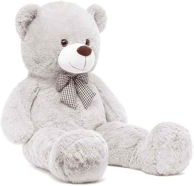 MorisMos Bow Tie Giant Teddy Bear 4 Feet, 47inch Big Teddy Bear Stuffed Animal Plush for Girlfriend, Boyfriend, Gray