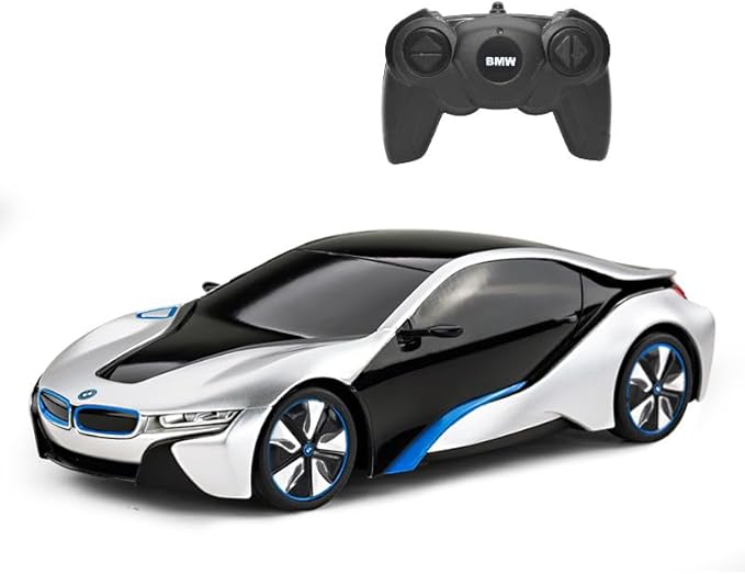 Official Licensed BMW I8 RC with 2.4Ghz| 1:24 Scale Radio Remote Control Super Sport Racing Hobby Model Toy for Boys, Girls, and Adults | Perfect Birthday Idea Gift (Silver)