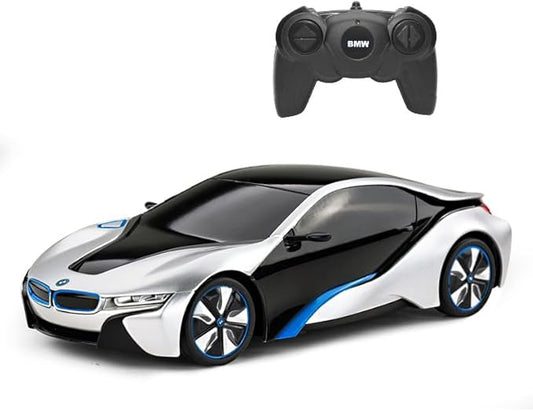 Official Licensed BMW I8 RC with 2.4Ghz| 1:24 Scale Radio Remote Control Super Sport Racing Hobby Model Toy for Boys, Girls, and Adults | Perfect Birthday Idea Gift (Silver)