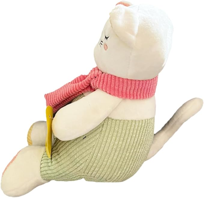 Soft and Cute Corduroy Lucy Cat Stuffed Animal Plush Toy, Adorable Gift for Toddlers and Kids 14 Inches Pink