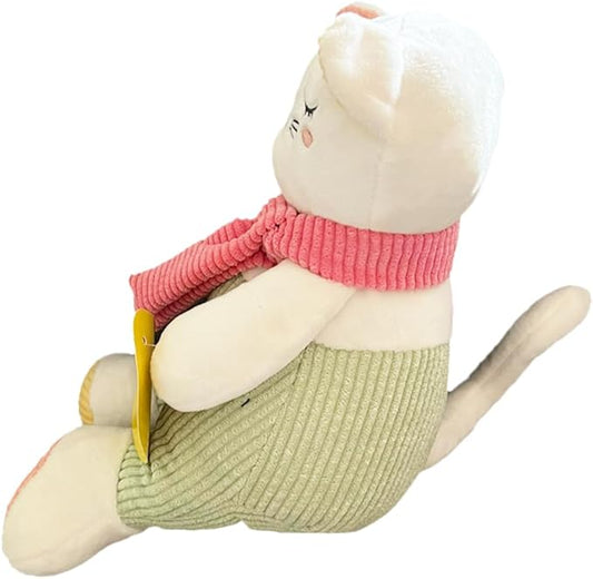 Soft and Cute Corduroy Lucy Cat Stuffed Animal Plush Toy, Adorable Gift for Toddlers and Kids 14 Inches Pink