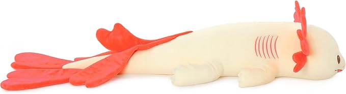 Axolotl Stuffed Animals Long Body Throw Pillow, Giant Love Heart Salamander Plush Bolster Body Pillow, Christmas Birthday Valentines Gift for Sider Sleeper Kids Girls Boys Adults