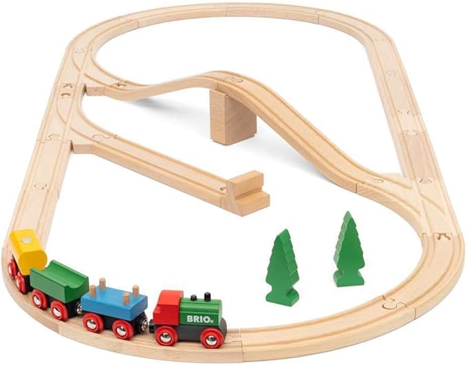 BRIO Classic 65th Anniversary Wooden Train Set - 32-Piece FSC-Certified Wood Train Set - Includes Wooden Trains, Wagons, Bridge & Tracks - Compatible Classic - Kids Ages 2 & Up