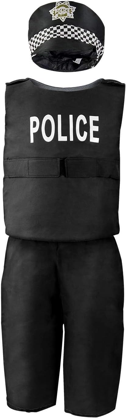 Jeowoqao Boy's Dress Up Costumes Set, Kids Role Play Set 11pcs Dress Up Trunk Pirate, Chef, Construction Worker, Policeman Costume For Kids Girls Toddler Age 3 4 5 6 Christmas Birthday Gift