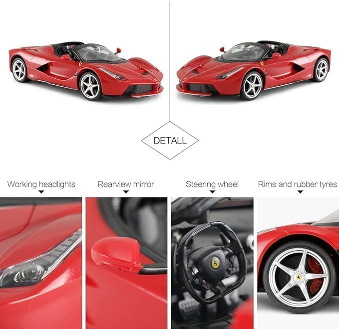 100 CLASSIC Officially Licensed RC Ferrari LaFerrari Remote Control RC Car Series 1:14 Scale Full Function Electric Sport Racing Hobby Toy Car (75800Red, 1:14)