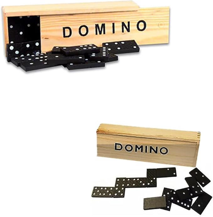 Classic Domino Double Six Games for Boys, Girls, Wooden Travel Box, 28 Piece Set Party Favors (12-Pack)