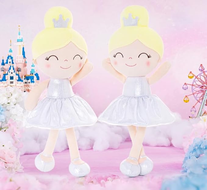 Gloveleya Baby Girl Gifts Baby Dolls Soft Doll Glitter Fish Scale Skirt Girl White 12inches