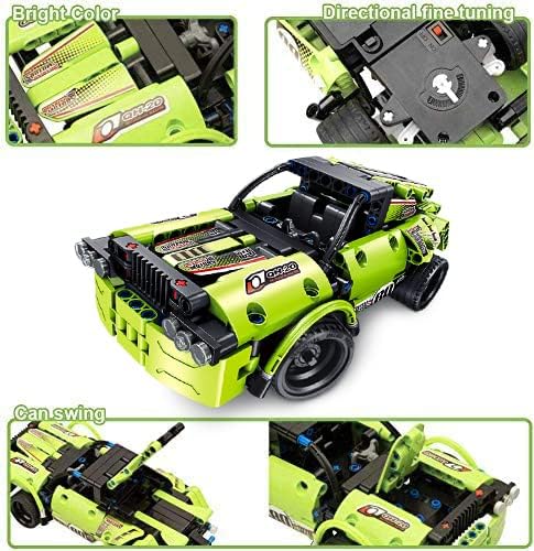 STEM Building Toys for Kids, 335 Piece Building Kit 2 in 1 Remote Control Racing Car Snap Together Engineering Kits Early Learning Racecar Building Blocks Best Gift for 6＋Year Old Boys and Girls