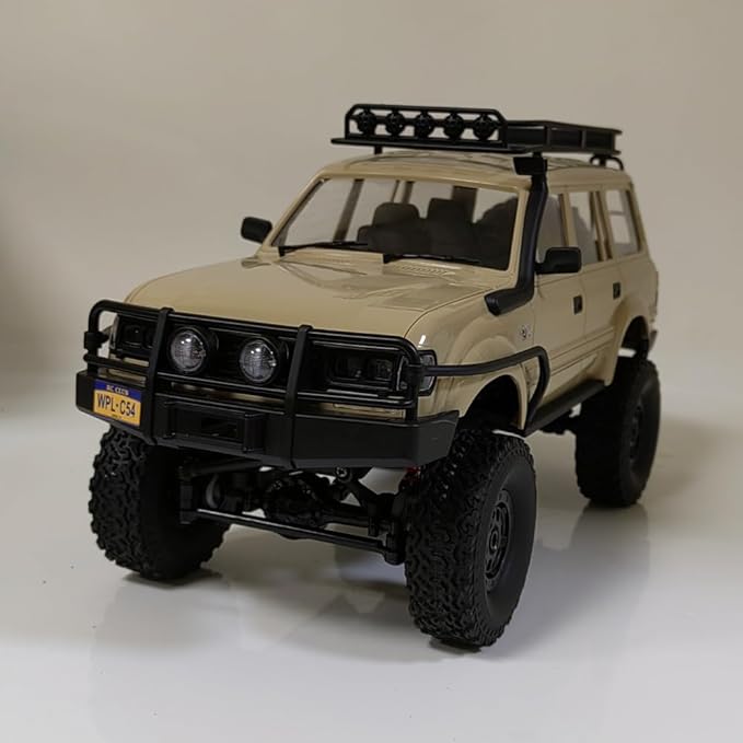 GoolRC RC Truck, WPL C54-1 RC Crawler 1/16 Scale Remote Control Car, 4WD All Terrain Off Road RC Rock Crawler, 2.4GHz RC Climbing Car with LED Lights and Two Batteries for Kids and Adults (Yellow)