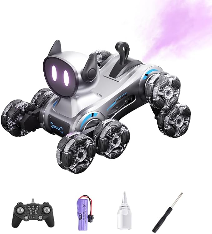 XOS Remote Control Robot Dog Toys for Boys & Girls, Rechargeable Stunt RC Car with Music, Spray, Climbing, Multiple Postures, LED Eyes, for 6-12+ Kids Birthday/Christmas/Easter Gifts