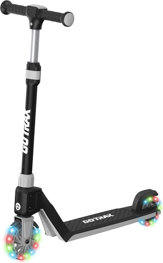 Gotrax K03 Kick Scooter for Kids, 5" LED RGB Lighted Wheels, 4.6 Lbs Lightweight and One-Click Detachable Design, Height Adjustable Handlebars, Anti-Slip Deck and Max Load 110 Lbs for Boy&Girl Age 3+