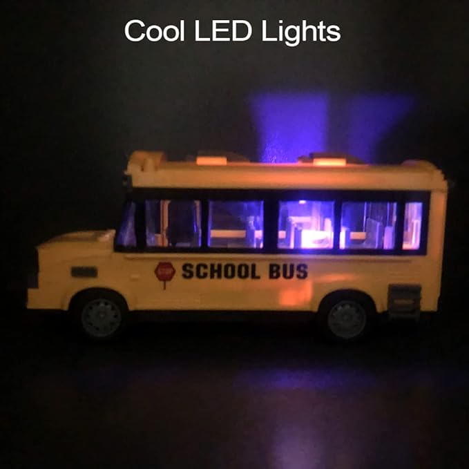 RC School Bus - Remote Control Car Vehicles, 2.4G Opening Doors City Bus Toy Classic Baby Bus, Remote Control Car with LED Lights School Bus Toy, Gift for Children Kids Boys Girls Age 3-6