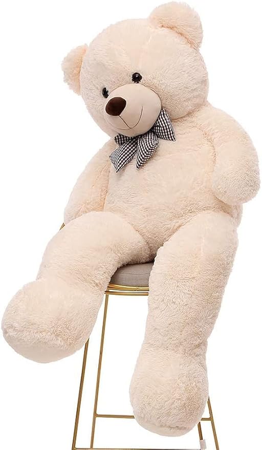 MorisMos Bow Tie Giant Teddy Bear 4 Feet, 47inch Big Teddy Bear Stuffed Animal Plush for Girlfriend, Boyfriend, White