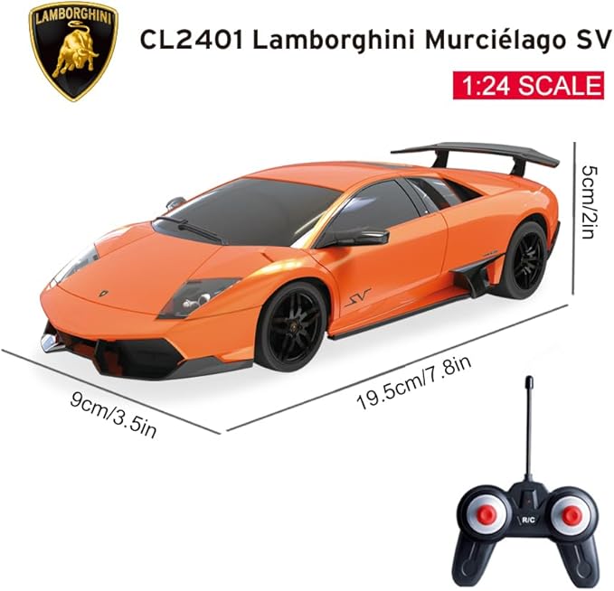 Vinie Remote Control Car for Boys, RC Cars Lamborghini Murciélago, 1:24 Scale Officially Licensed Kids Toys, Lambo LP670 Drift Car with Cool Led Lights, 4 5 6 7 8 9 10 11 12 Year Old Boy Gift (Orange)