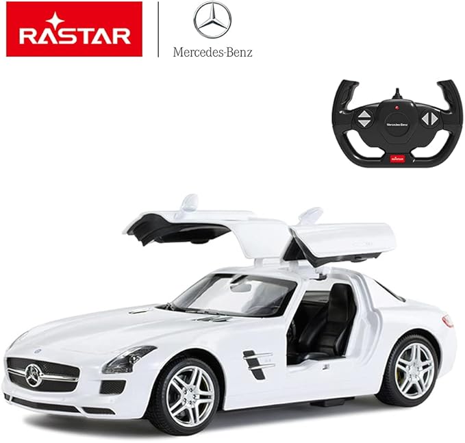 RASTAR Benz Remote Control Car |1:14 RC Mercedes Benz SLS AMG Model Car Toy Car for Kids, Open Doors by Manual - White 2.4GHz