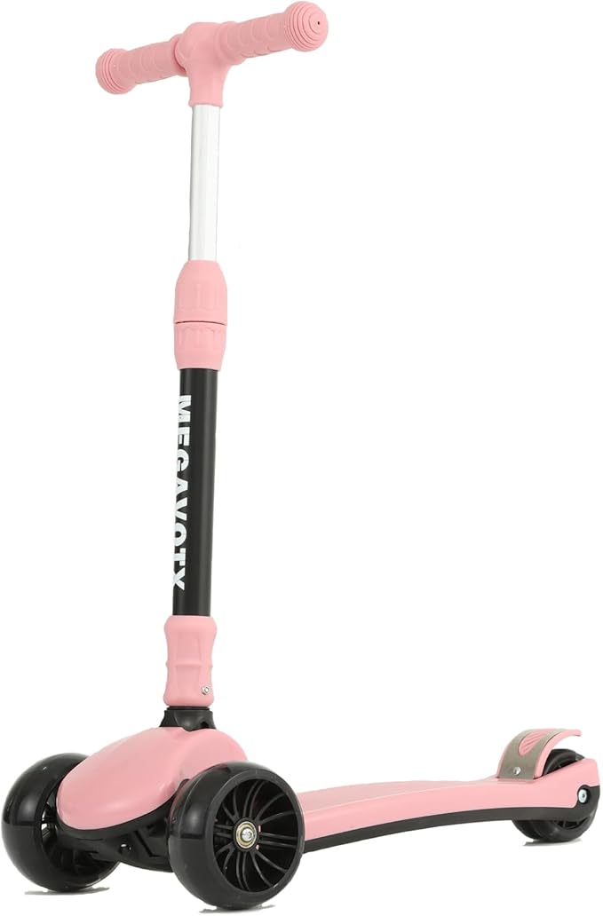 Kids & Adults Kick Scooter – 2 or 3 Wheel Options (LED on 3-Wheel) for Outdoor Fun & Commuting, Foldable and Portable, Adjustable Handle, Anti-Slip Deck (Ages 3 to Adult),Birthday Gift