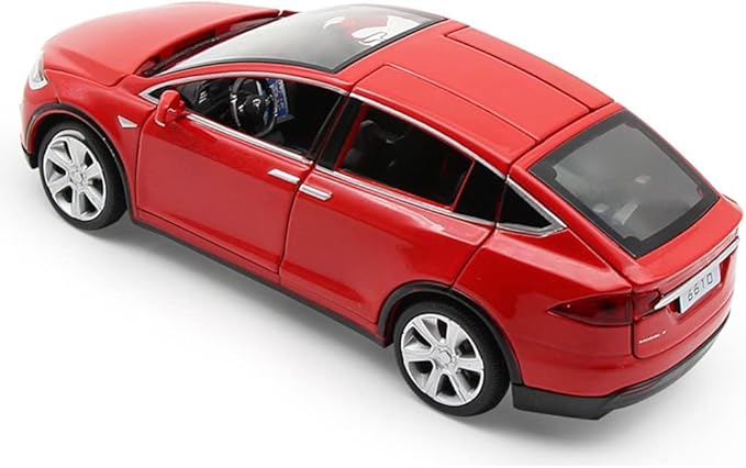 1:32 Scale Model X Alloy Car Model Diecast Toy Vehicles for Kids, Tesla car Model，Pull Back Alloy Car with Lights and Music,Mini Vehicles Toys for Kids Gift ，Children Birthday Gift（Model X-Red）