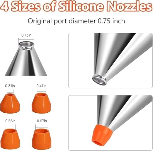 Multi-Caliber Pancake Batter Dispenser, Stainless Steel Funnel Cake Dispenser, Piston Funnel Cake Maker for Pancakes, Cupcakes,Crepes,Muffin,Waffles, Chocolate Balls (600)