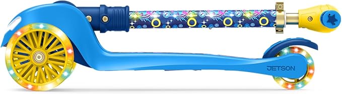 Jetson Character Kids Kick Scooter, LED Lights on Stem & Light-Up Wheels, Lightweight Frame, Height-Adjustable Handlebar, Lean-to-Steer System, Easy-Fold Mechanism