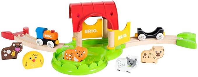 BRIO World - 33826 My First Farm | 12 Piece Wooden Toy Train Set for Kids | Interactive Learning Experience | FSC-Certified Wood | Suitable for Ages 18 Months and Up
