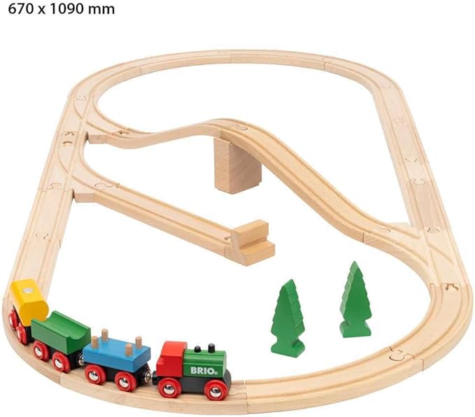 BRIO Classic 65th Anniversary Wooden Train Set - 32-Piece FSC-Certified Wood Train Set - Includes Wooden Trains, Wagons, Bridge & Tracks - Compatible Classic - Kids Ages 2 & Up