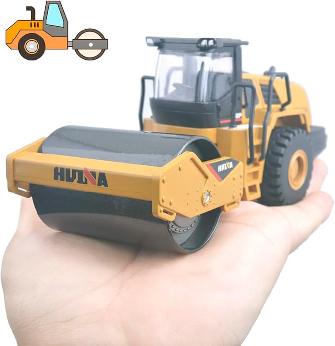 Ailejia 1/50 Scale Diecast Road Roller Toy Models Construction Vehicle Model Grader Engineering Road Planer Vehicle Toys for Kids (Road Roller)