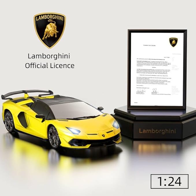Lamborghini Remote Control Car, 1:24 Scale Electric Sport Racing Hobby Toy Car Lamborghini Model Vehicle for Boys Girls Birthday Gifts, Yellow