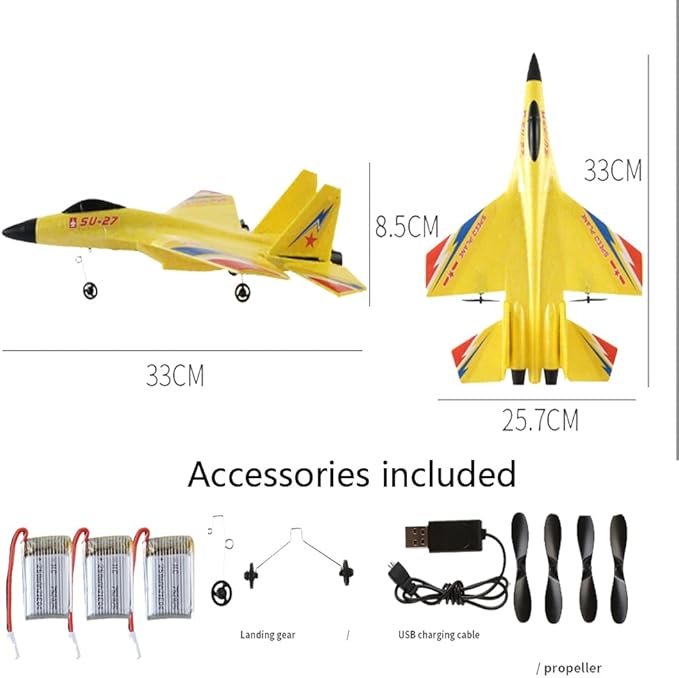 RC Plane,Su-27 Remote Control Airplane,2 Channel 2.4Ghz Remote Control Plane,Comes with 3 Batteries,Air Plane Glider Planes Kids for Boys Girls Adults Beginners