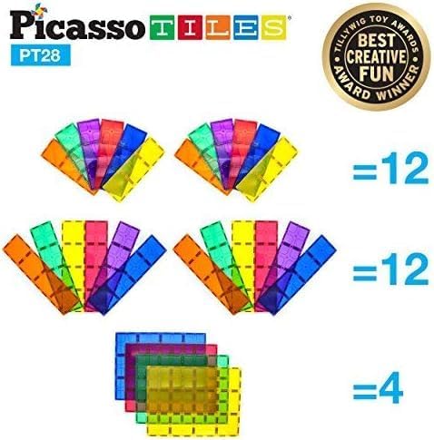 PicassoTiles Large Stabilizer Building Block Base Jumbo XL Plate Foundation Kit Magnetic Building Blocks Magnet Tiles Stacking STEM Toy Set