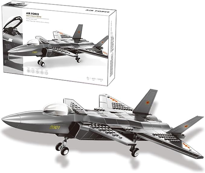 J-20 Heavy Stealth Fighter Military Fighter Air Force Building Block Set,WW2 Military Airplanes Model,Aircraft Plane Brick Building Set Toy Gifts for Kids and Adults,290PCS