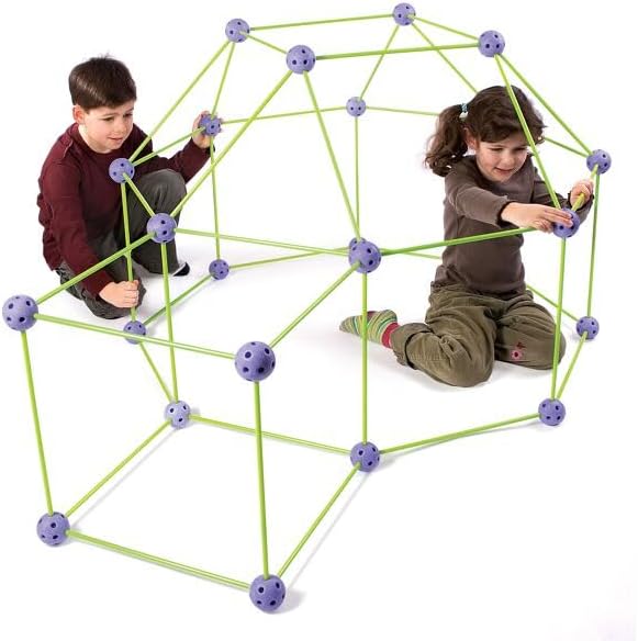 Crazy Forts! 69 Piece Buildable Indoor/Outdoor Play Fort Playset, DIY, Build Your Own, STEAM toy , Purple