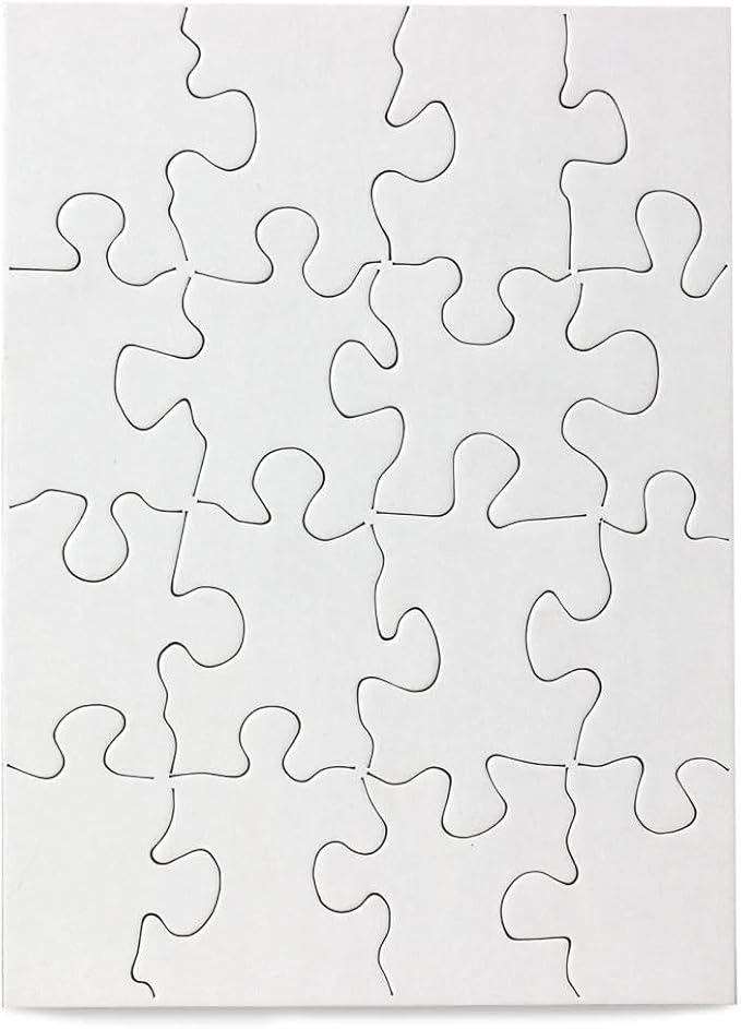 24 Blank Jigsaw Puzzles – 4 x 5.5 Inch, 16 Pieces Each – Hygloss DYI party invites, Perfect for Decorating, Kids' Activities, Arts & Crafts or Party Favors - Puzzle Pieces to Draw On for Crafts