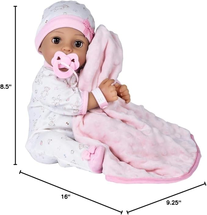 Adora 16 Inch Girl Baby Doll with Accessories Matching 9-Piece Set Including a Pacifier, Hospital, Bracelet, Diaper, and More Gift for Toddlers Ages 3+ Adoption Babies Collection - Precious