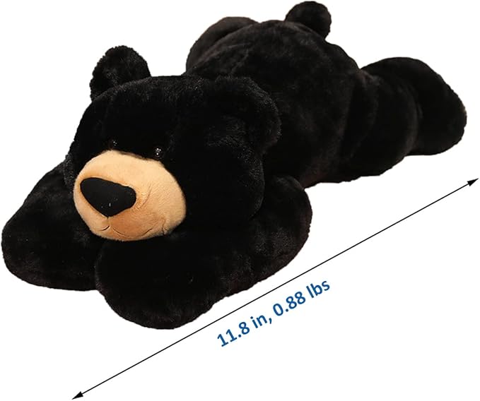 Weighted Stuffed Animals, Weighted Bear Stuffed Animal Toy Cute Black Bear Plush Pillow for Adults Boys Girls, 11.8in