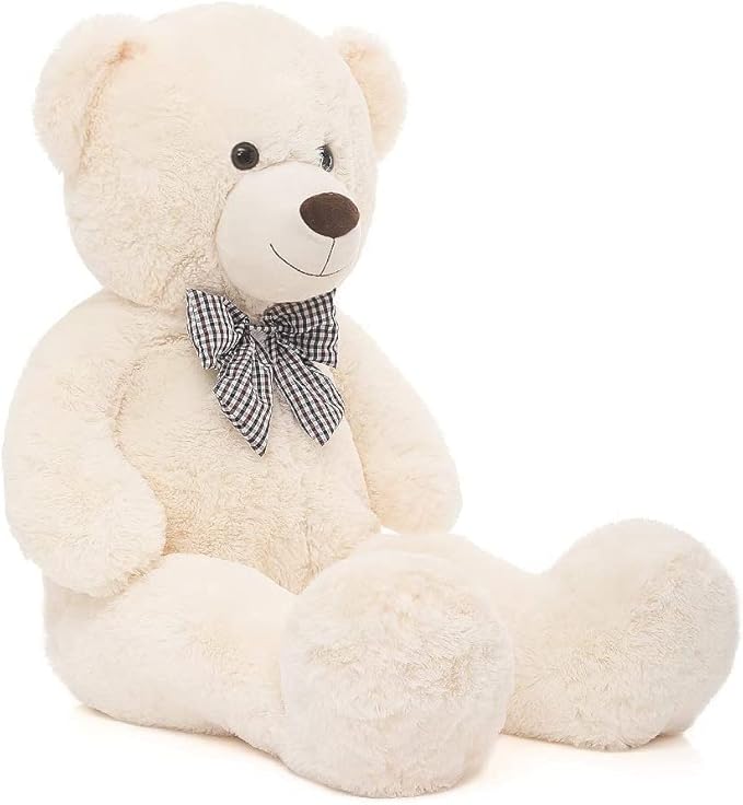 MorisMos Bow Tie Giant Teddy Bear 4 Feet, 47inch Big Teddy Bear Stuffed Animal Plush for Girlfriend, Boyfriend, White