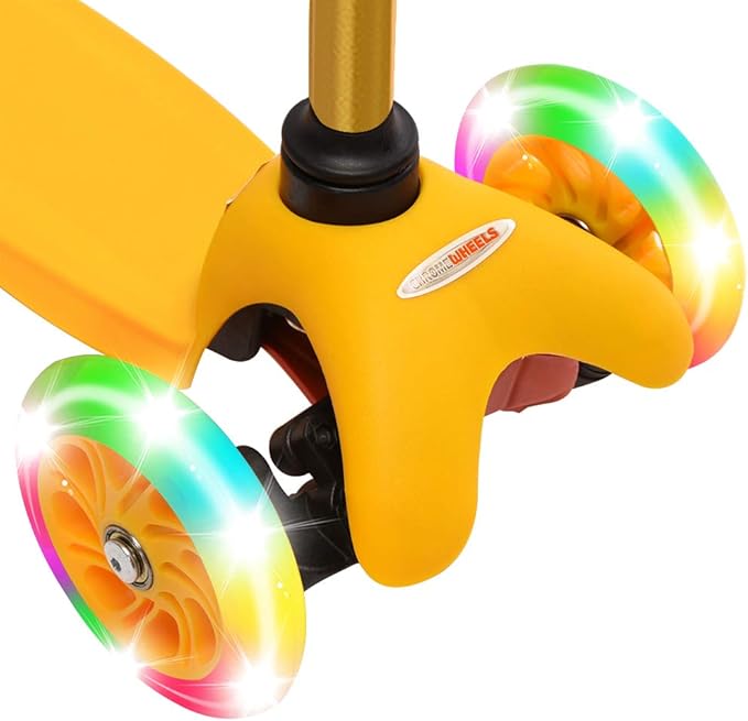 ChromeWheels Scooter for Kids, Deluxe 3 Wheel Scooter for Toddlers 4 Adjustable Height Glider with Kick Scooters, Lean to Steer with LED Flashing Light for Ages 3-6 Girls Boys