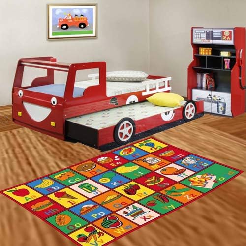 Kids Rug ABC Fruit Area Rug7' feet 2" inch 10' ft (7'2" X 10')(239cmx343cm) Non Slip Gel Backing