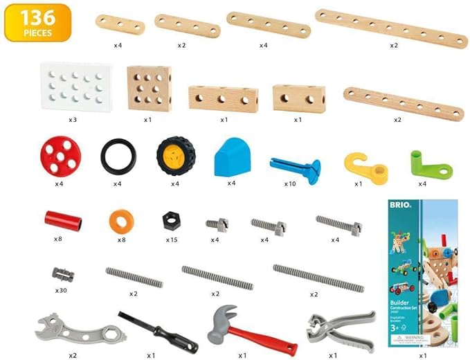 BRIO Builder 34587 Construction Set - 136-Piece STEM Toy with Wood and Plastic for Kids | Enhances Creative Skills | Safety Tested | Age 3 and Up