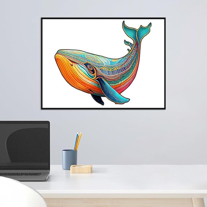 Wooden Puzzles for Adults, Whale Unique Shaped Wooden Jigsaw Puzzle, Ocean Animals Wood Cut Puzzles, Birthday Holiday, 170 Pieces, 10.23"x12.79"